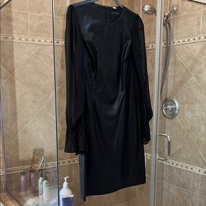 Calvin Klein Black Sheath Dress with Bishop Sleeves
